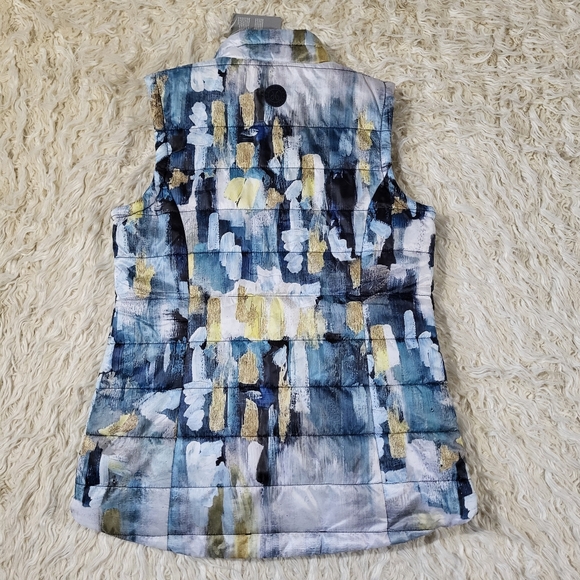 Dolcezza Paint Stroke Padded Gilet, Blue Multi Size Medium - Picture 13 of 16